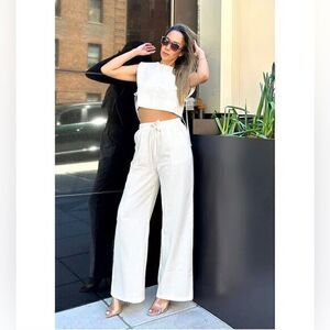 Commense Utility Breezy Linen Two Piece Wide‎ Leg Pants Set Size X Small